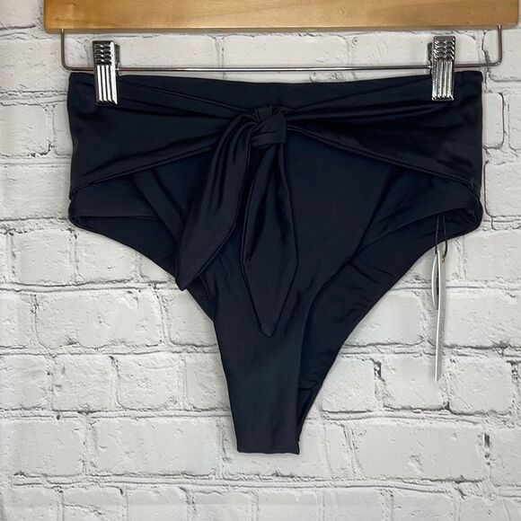 Swiminista Women’s black Front Tie Bikini Bottom Ruched Back New with tags Small - Picture 1 of 5